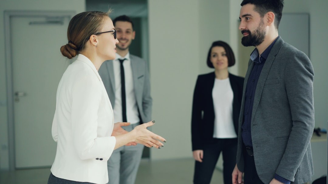 business handshake in office